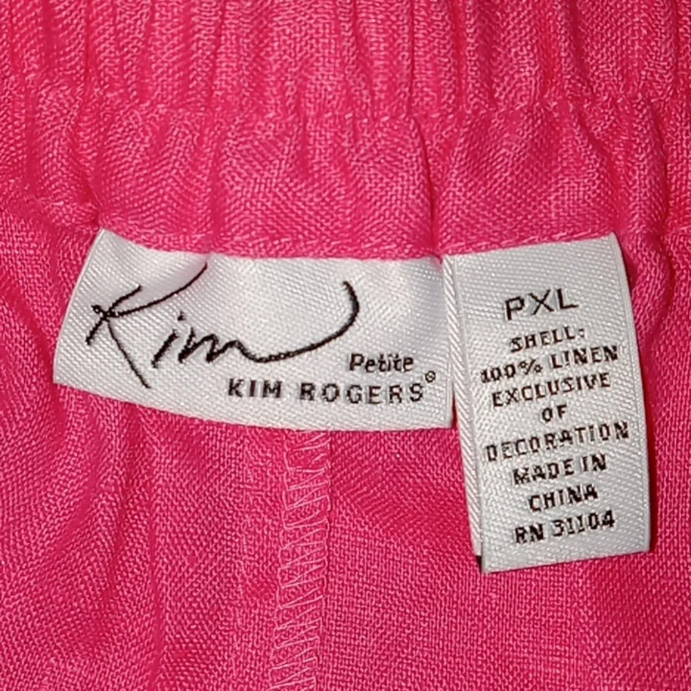 Kim by Kim Rogers Women's Petite Bright Pink 100% Linen A-line Midi Skirt PXL - Picture 9 of 9